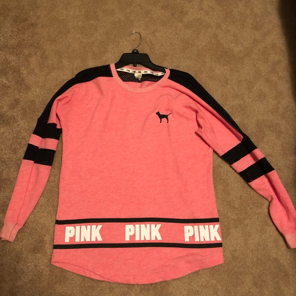 Pink long sleeve shirt with mesh